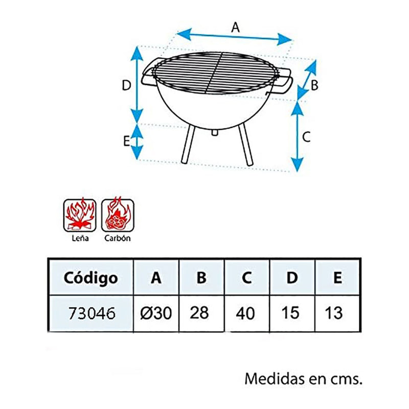 Barbacoa De Sobremesa Redonda Con Parrilla Zincada Ø30X28Cm Imex El Zorro