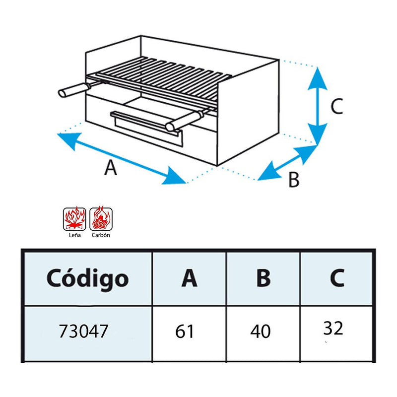 Drawer with stainless steel grill 61x40x32cm Imex El Zorro