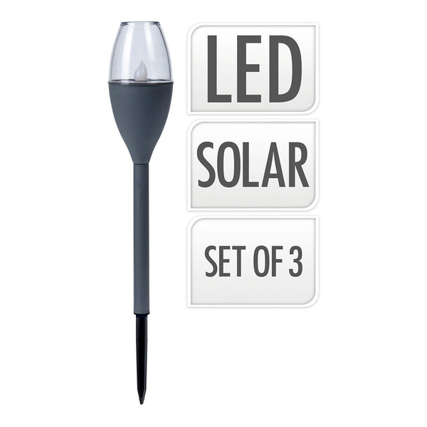 Set of 3 Solar Lamps in Grey