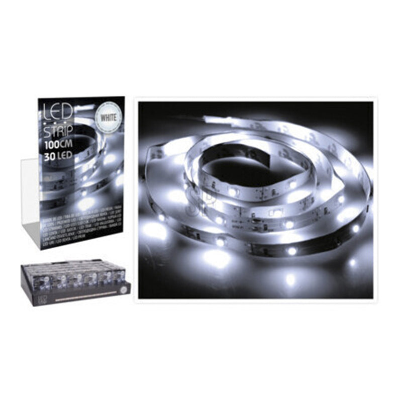 Led Strip 1M 30 Leds Cold White, Battery Operated