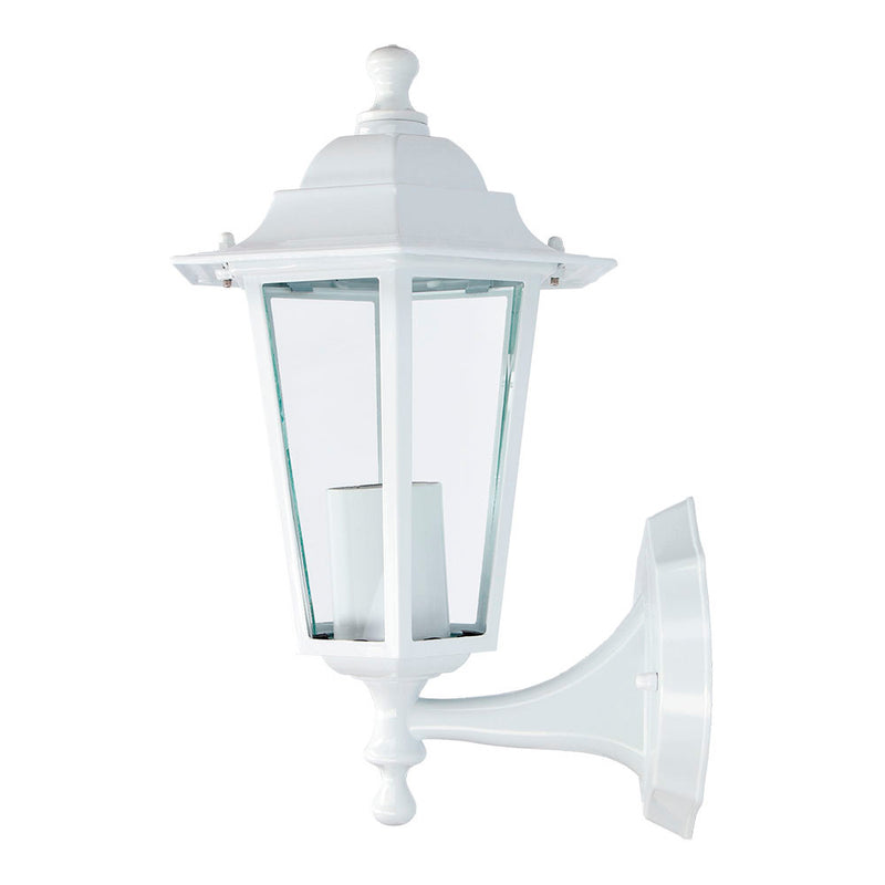 Farol De Aluminio Y Cristal Para Pared. Ip44 E27 60W Color Blanco Ø19,5X21X32Cm Modelo Zurich. Edm