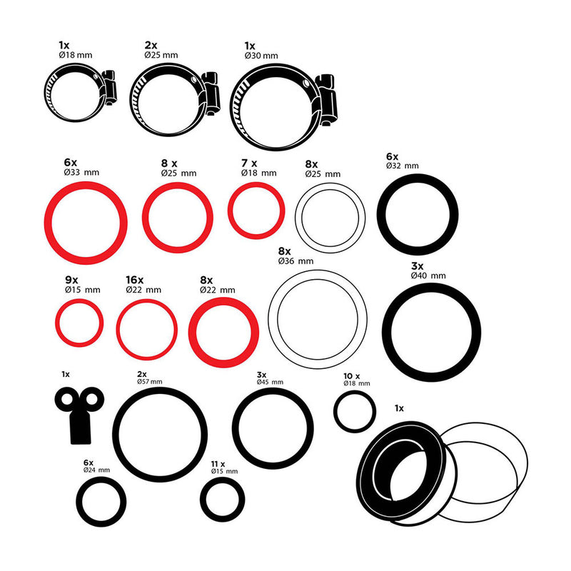 Assortment of gaskets, washers and clamps, 86 pieces Ass Black + Decker