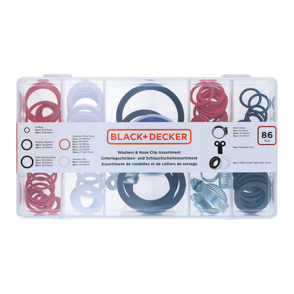 Assortment of gaskets, washers and clamps, 86 pieces Ass Black + Decker