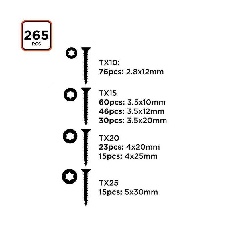 Surtido De Tornillos Torx 265 Piezas Black+Decker