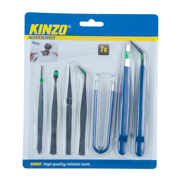 Kinzo 7 Pack Precision Tool Steel Tweezers