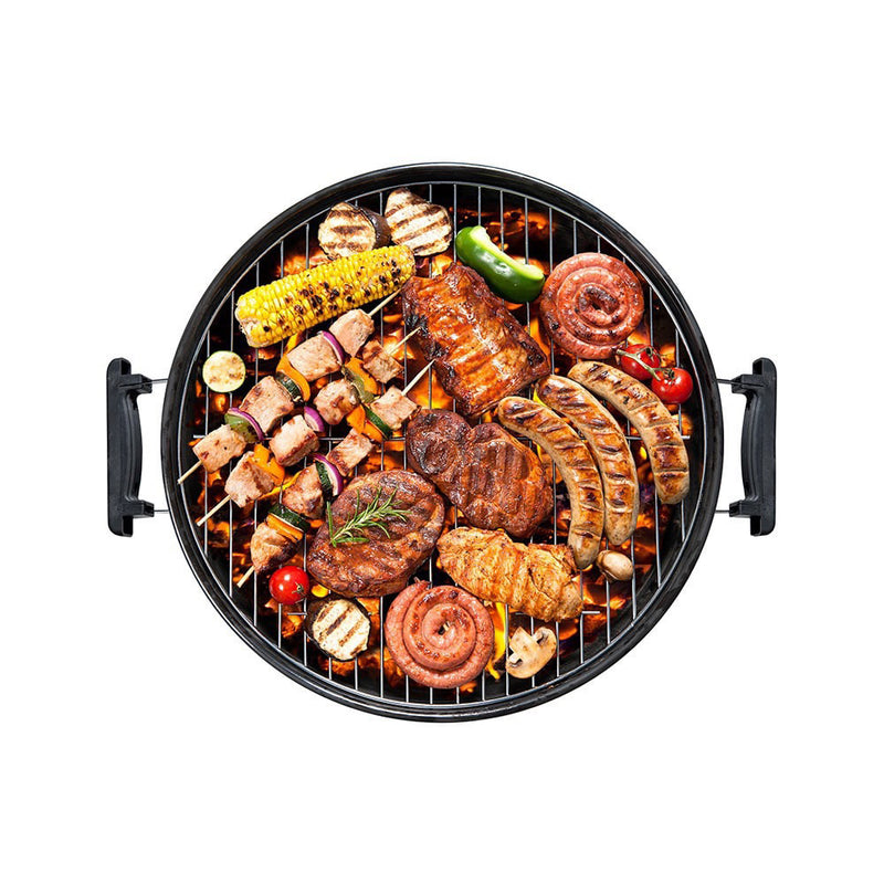 Barbacoa Metalica De Pie Con Tapa Y Ruedas Ø44X70Cm, Color Negro Edm