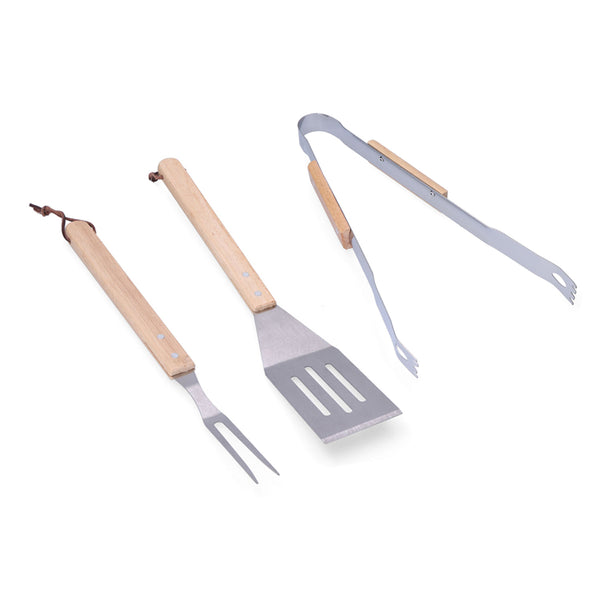 Set of 3 barbecue utensils wood/stainless steel Edm