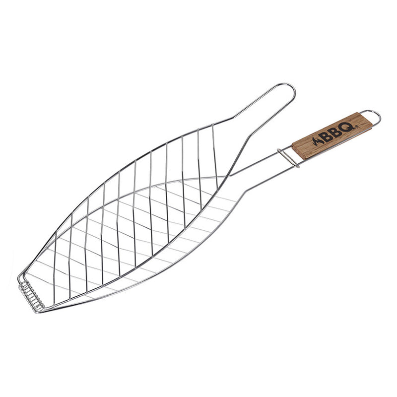 Fish Grill With Wooden Handle 14X58Cm Bbq