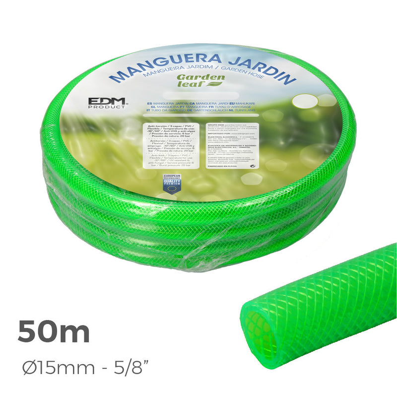 Anti-Twisting Garden Hose Internal Ø 15Mm External Ø 20Mm (5/8") - Roll 50M Edm