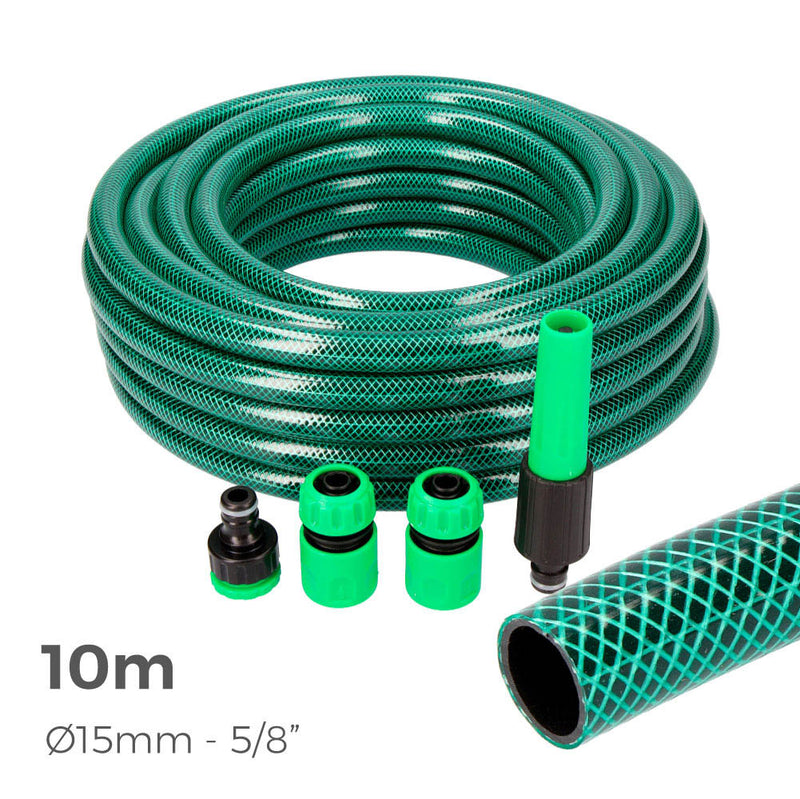 Basic Line Garden Hose Kit Ø Inner 15mm Ø Outer 19mm (5/8") - 10m Roll With Edm Accessories