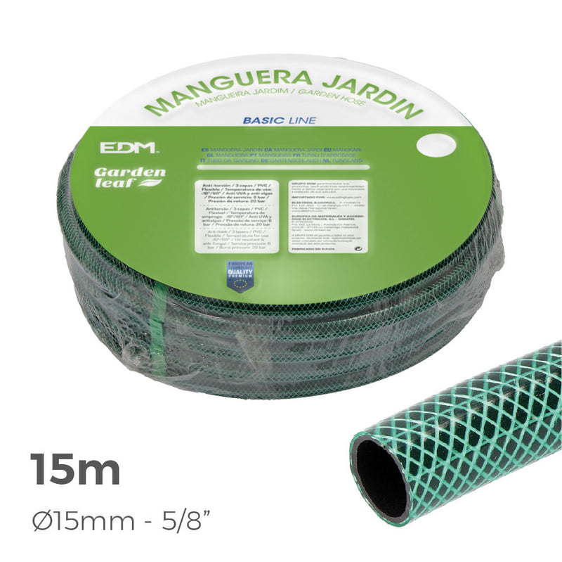 Basic Line Garden Hose Ø Interior 15Mm Ø Exterior 19Mm (5/8") - Roll 15M Edm