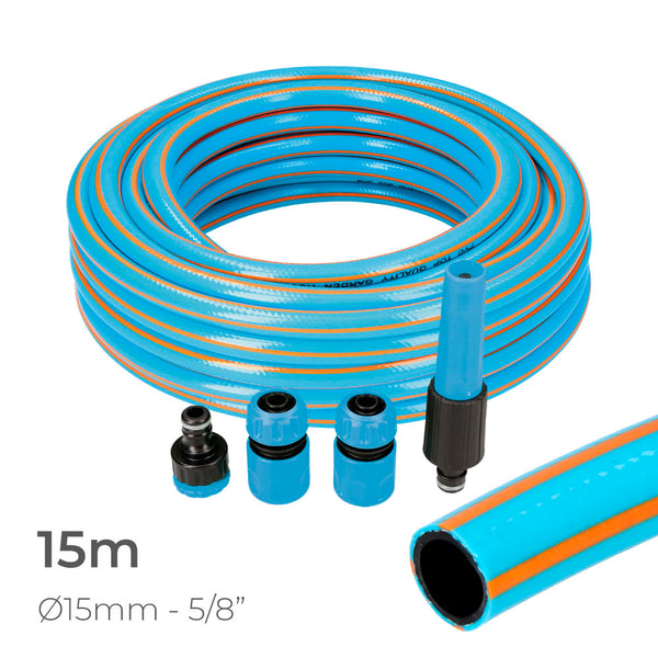 Professional Garden Hose Kit Interior Ø15Mm Exterior Ø20Mm (5/8") 15M With Edm Pvc Accessories