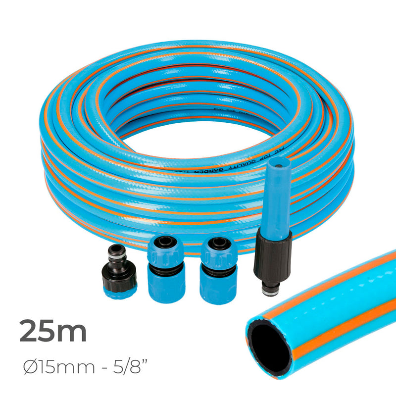 Professional Garden Hose Kit Indoor Ø15Mm Outdoor Ø20Mm (5/8") 25M With Edm Pvc Accessories