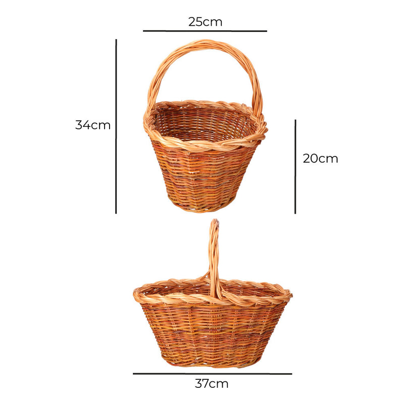 Wicker Basket 37x25x20cm Height With Handle 34cm