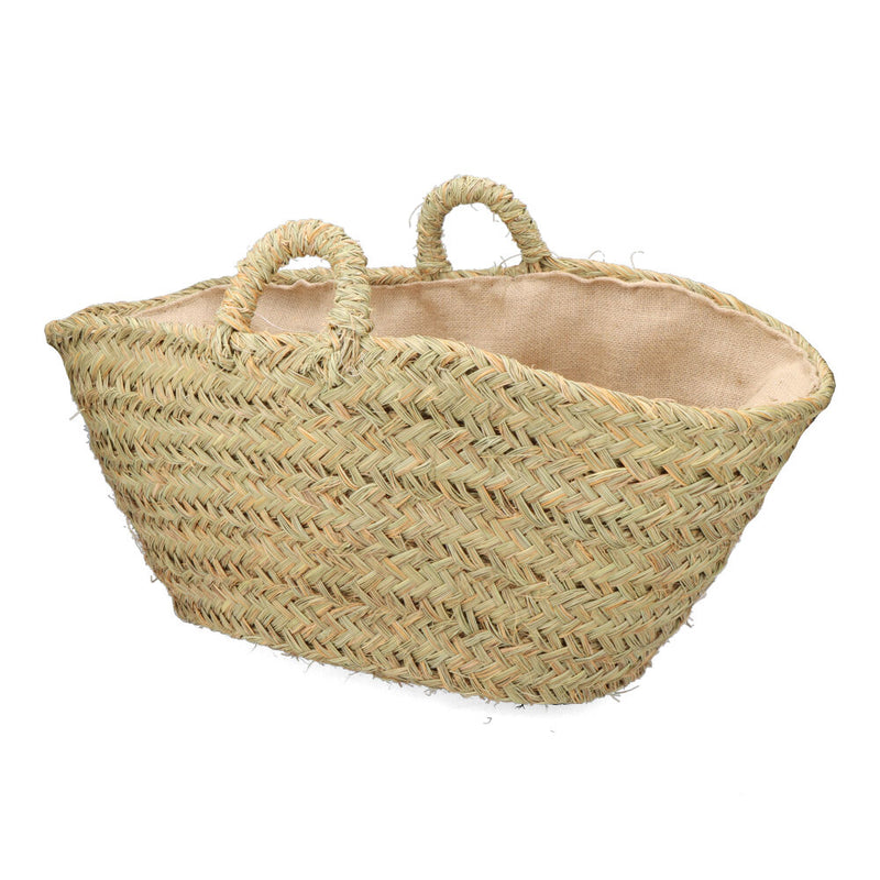 Esparto Basket With Lining For Firewood 60x35x45cm Oval