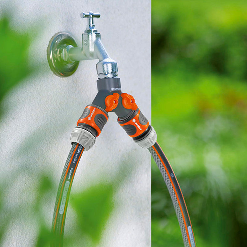 Double Distributor For Taps 21mm (1/2") 26.5mm (3/4") 33.3mm (1") (Blister) Gardena