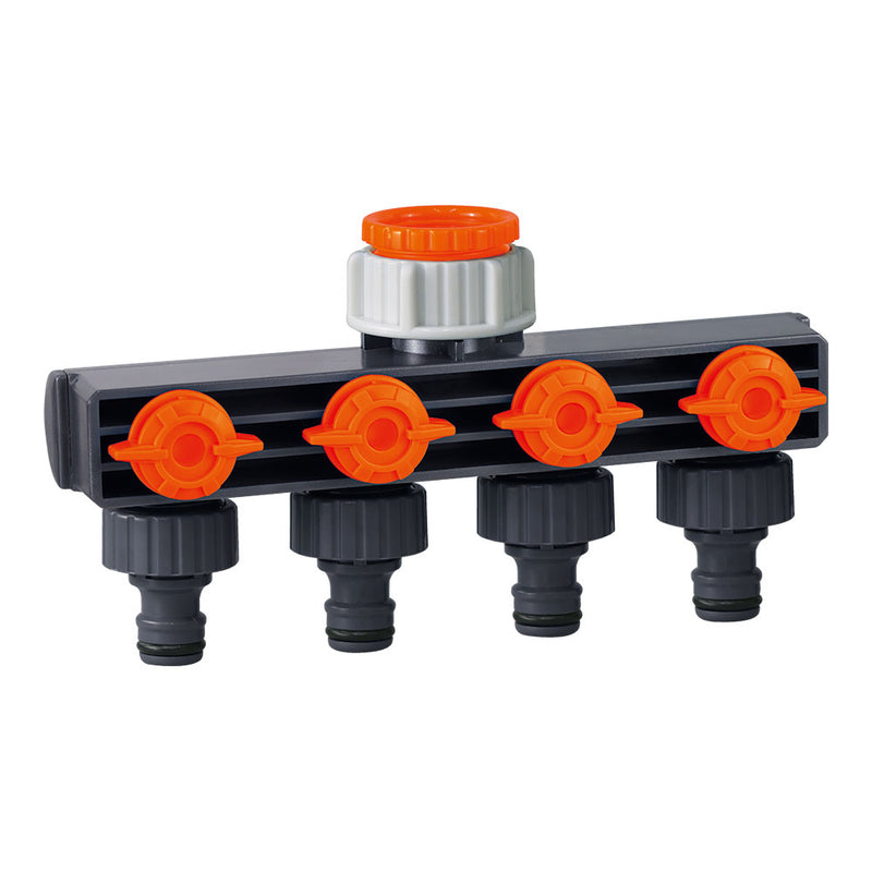 4 Way Garden Tap Adapter With 19mm 3/4" Quick Connectors Edm