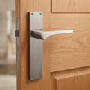 Modern handle model '740' in satin nickel and space gray finish zamak with rectangular plate 