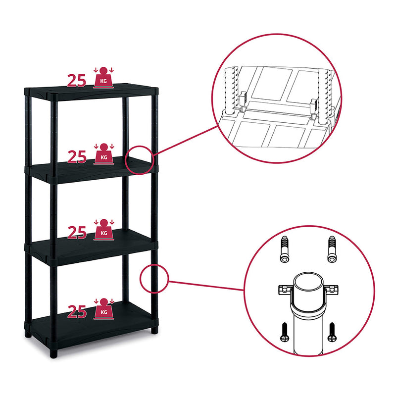 Shelving with 4 shelves S-4