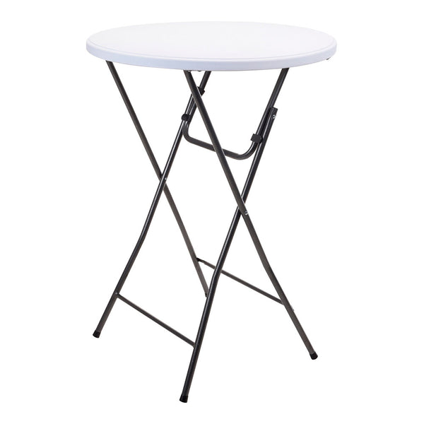 Round Garden Table, Foldable, Made of Polyethylene, Color: White Ø80X110Cm Progarden