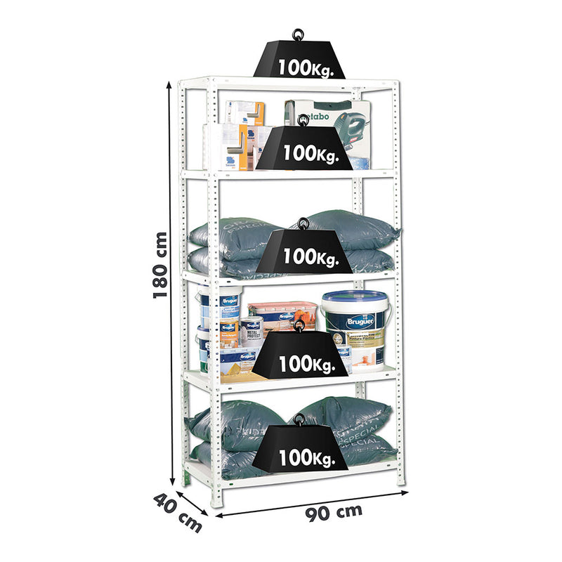 Simon Rack Comfort 5/400 White Metal Shelving Kit