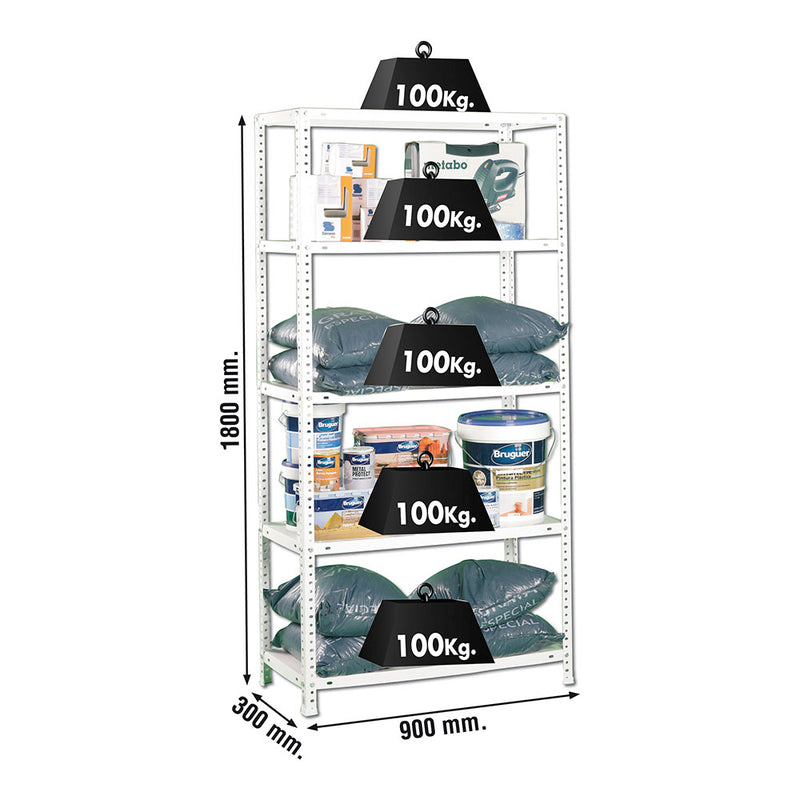 Simon Rack Comfort 5/300 White Metal Shelving Kit