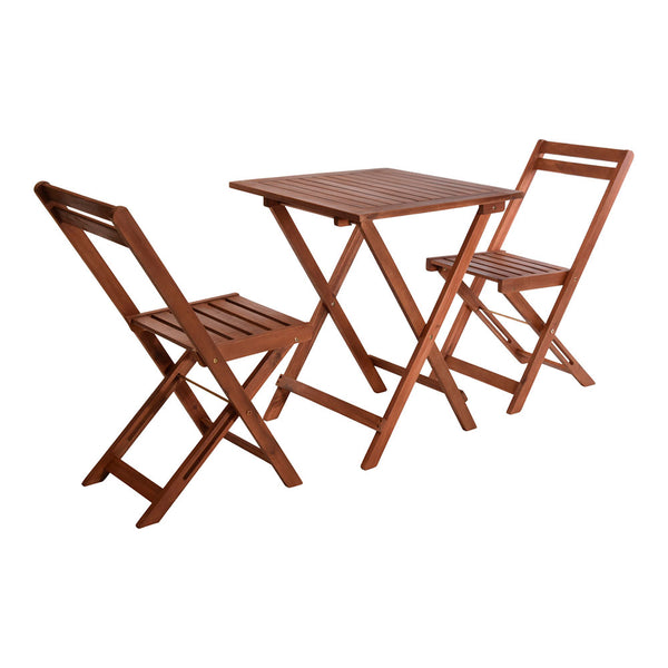 Acacia Table and Chairs Set, Folding, Color: Natural Chairs: 40X40X80Cm Table: 60X60X72Cm