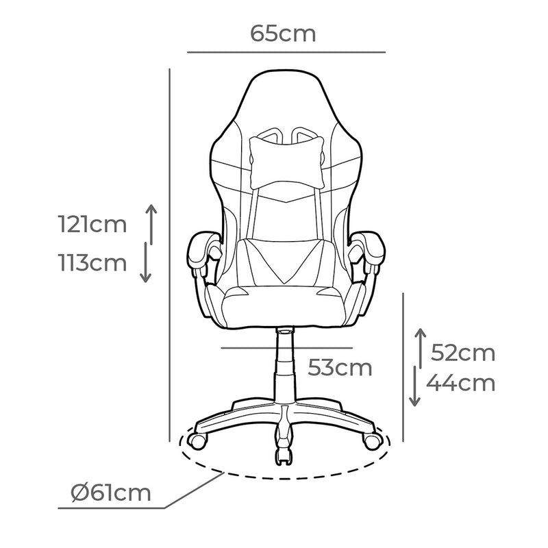 Edm Black and White Ergonomic Gaming Chair