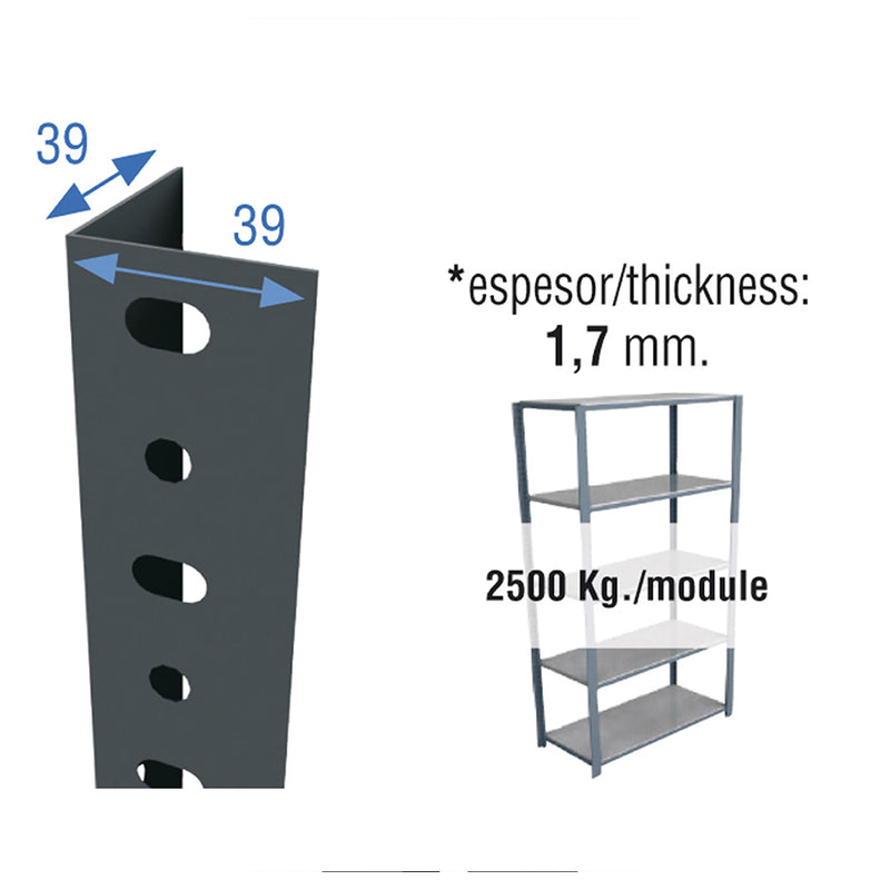 Perfil Sclassic P/40 2000Mm Gris. Simon Rack