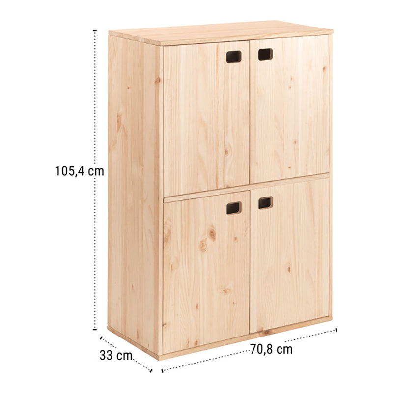 Mueble Dinamic 4 Puertas Pino Macizo 105,4X70,8X33Cm Astigarraga