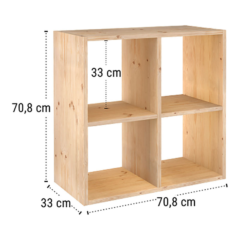 Modular Shelving With 2x2 Cubes Dynamic Solid Pine 70.8x70.8x33cm Astigarraga