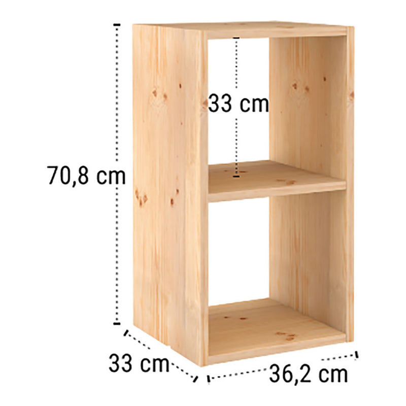 Modular Shelving 2 Cubes Dynamic Solid Pine 36.2x33x70.8cm Astigarraga