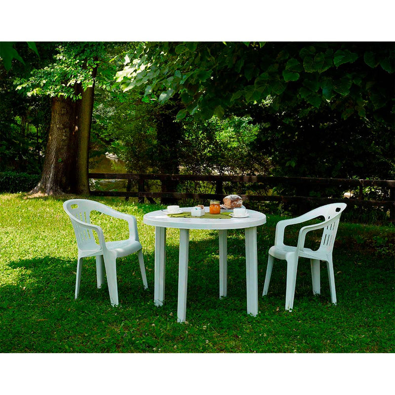 Mesa Redonda Para Exterior, Color: Blanco Ø90X72Cm Ipae Progarden