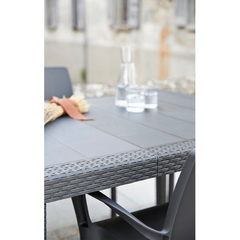 Extendable Outdoor Table Made of Polypropylene, Color: Anthracite 72X150/220X90Cm Ipae Progarden