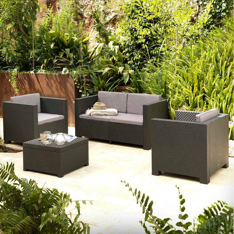 Garden/Terrace Set of 2 Armchairs + 1 Sofa + 1 Table, Diva Tropea Grafit Sp Berner