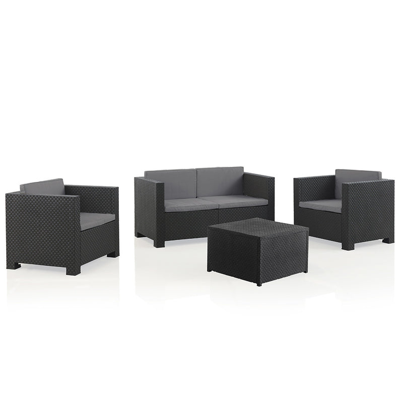 Garden/Terrace Set of 2 Armchairs + 1 Sofa + 1 Table, Diva Tropea Grafit Sp Berner