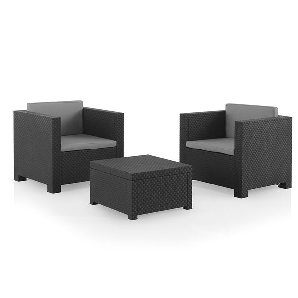 Garden/Terrace Set of 2 Armchairs + 1 Table, Diva Tete Grafit Sp Berner