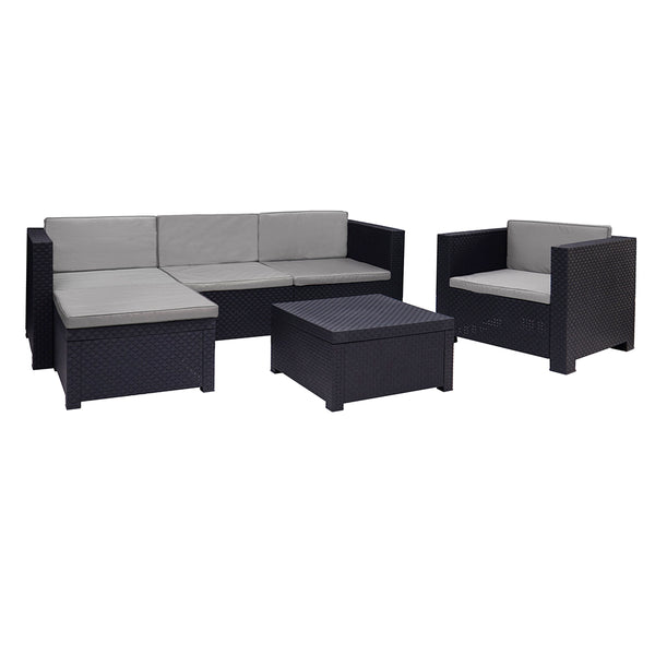 Conjunto Jardin/Terraza Sofa+Sillon+Mesa Manhattan Grafito Sp Berner