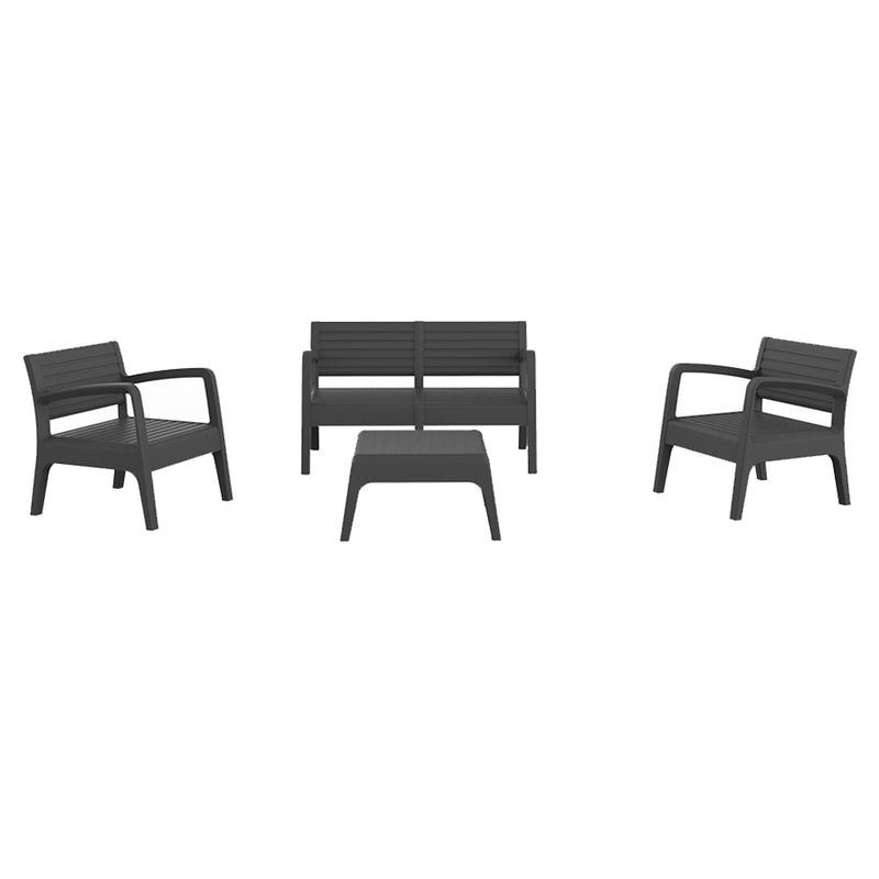 Garden/Terrace Set of 2 Armchairs + 1 Sofa + 1 Coffee Table Armchairs: 72X66X63.5Cm Sofa: 120X48X69 Table: 62X66X35Cm Color: Graphite Model: Miami Sp Berner