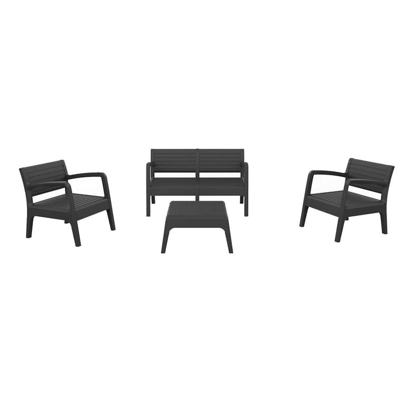 Garden/Terrace Set of 2 Armchairs + 1 Sofa + 1 Coffee Table Armchairs: 72X66X63.5Cm Sofa: 120X48X69 Table: 62X66X35Cm Color: Graphite Model: Miami Sp Berner