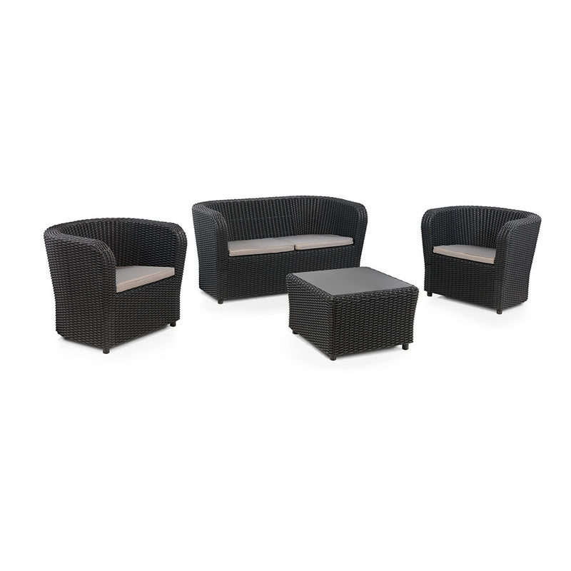 Garden/Terrace Set of 2 Armchairs + 1 Sofa + 1 Table Armchairs: 79.3x68.1x70.7cm Sofa: 137x68.2x70.6cm Table: 63x63x41cm Nova Confort Graphite Sp Berner