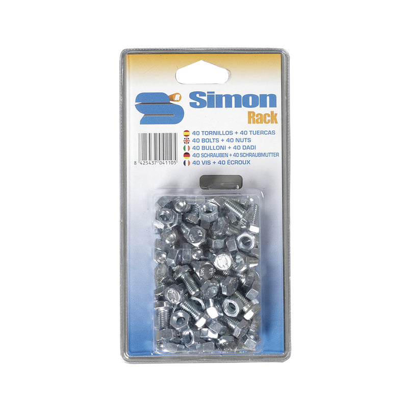 Blister 40 Screws + 40 Nuts M8X15. Simon Rack