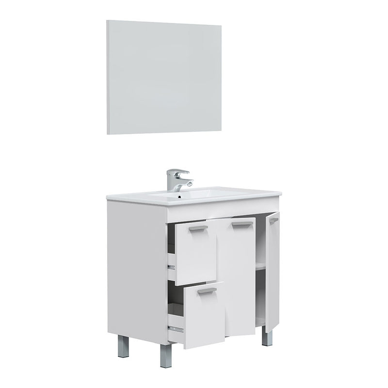 Mueble Lavabo 80 2 Puertas + 2 Cajones + Espejo Aktiva