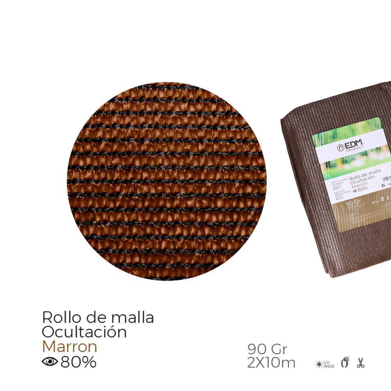 Rollo De Malla De Ocultacion Color Marron 90G 2X10M Edm