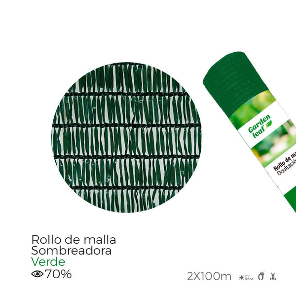 Rollo De Malla Sombreadora, Color Verde 70% 2X100M Edm