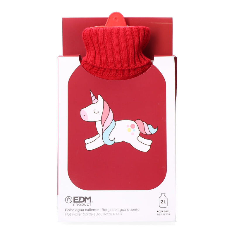 Hot Water Bottle, Red Unicorn Model 2 L Edm