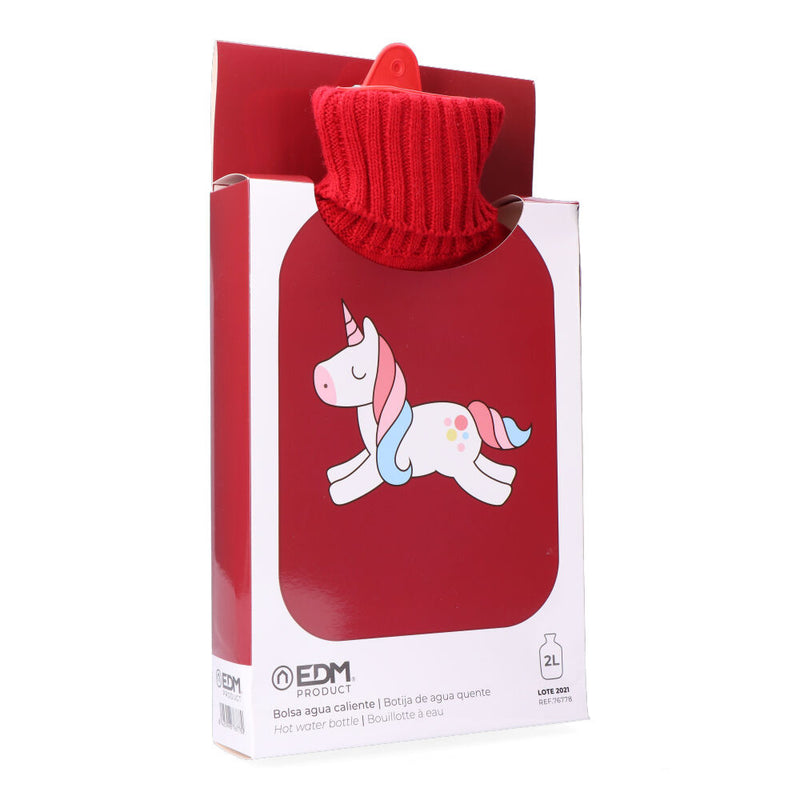 Hot Water Bottle, Red Unicorn Model 2 L Edm