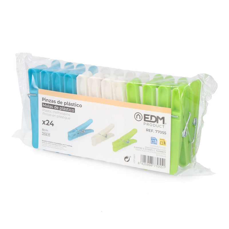 Pack 24 Pinzas De Plastico 8Cm Edm