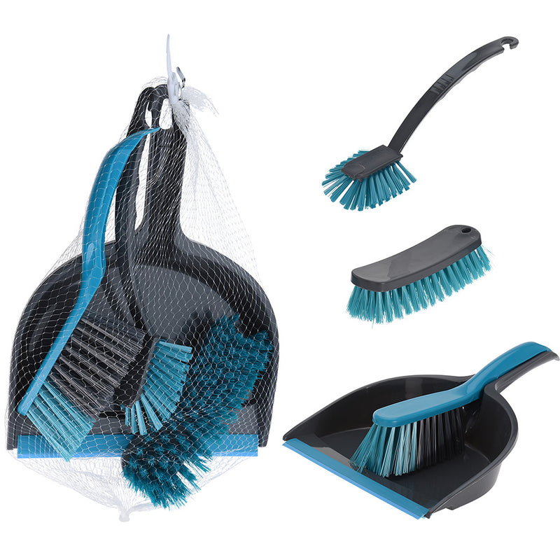 4-Piece Cleaning Set in Grey and Turquoise