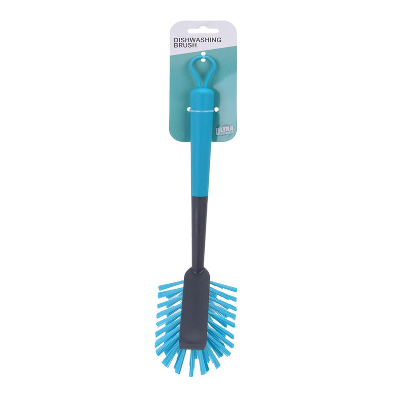 Dishwashing Brush With Non-Slip Handle 6x7x32cm Grey And Turquoise